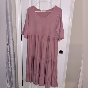 Mauve long tiered ruffle dress